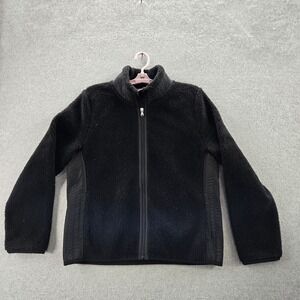 Lauren Ralph Women Jacket L Black Activewear Long Sleeve Sherpa Deep Pile